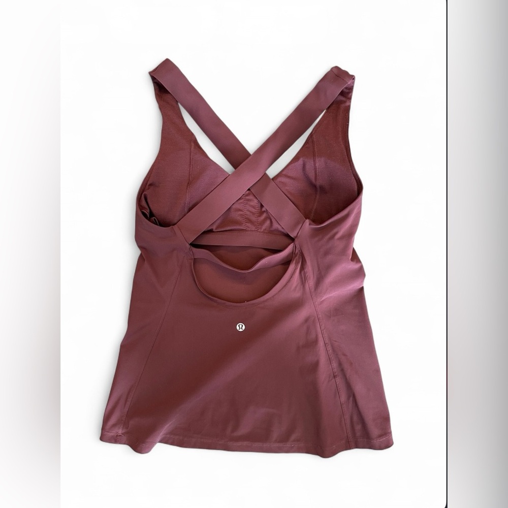 Lululemon Long Breath 2-In-1 Tank *Light Support For B/C Cup Redwood / Auburn 8 - Picture 4 of 6